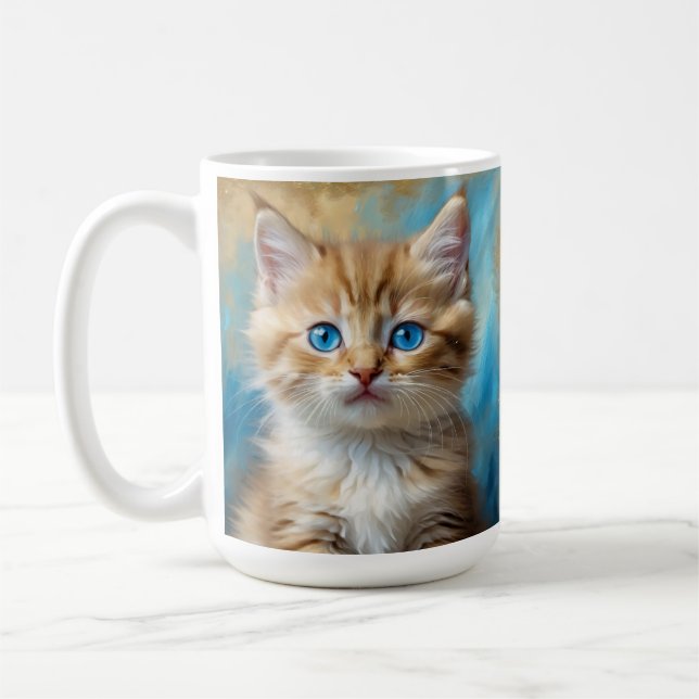 Cute Adorable Cat Portrait  Coffee Mug (Left)