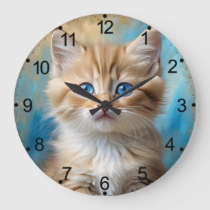Cute Adorable Cat Portrait  Large Clock