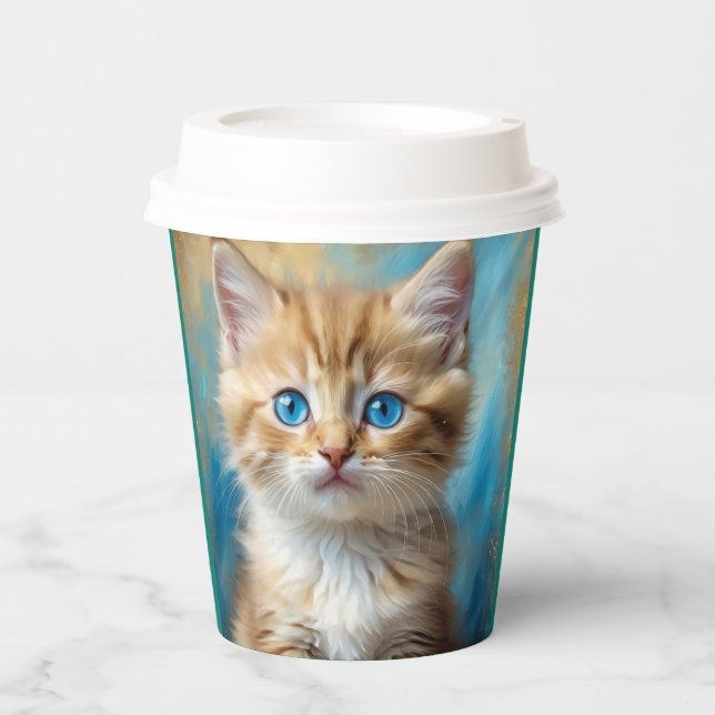 Cute Adorable Cat Portrait  Paper Cups (Front)