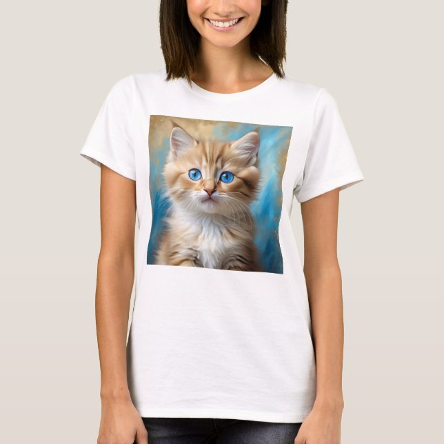 Cute Adorable Cat Portrait  T-Shirt (Front)