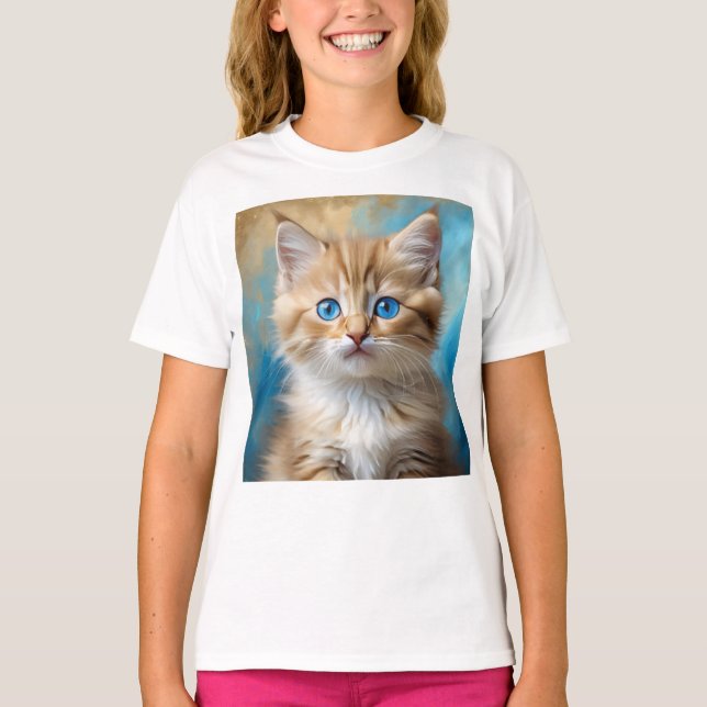 Cute Adorable Cat Portrait  T-Shirt (Front)