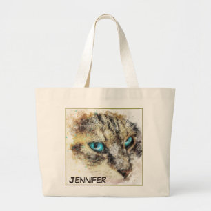 Cute Adorable Close-up Cat Picture Large Tote Bag
