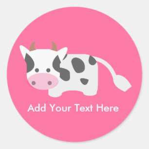 Cute & Adorable Cow Classic Round Sticker