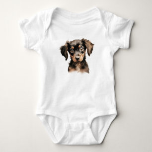 Cute Adorable Dachshund Puppy Face Baby Bodysuit