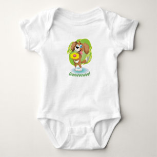 Cute Adorable Dog and Chick Graphic Baby Bodysuit