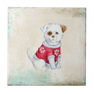 Cute adorable domestic puppy tile