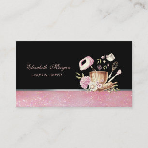 Cute Adorable  Elegant Bakery Tools Flowers Business Card