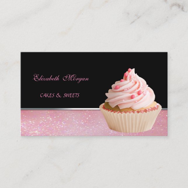 Cute Adorable  Elegant , Cupcake Bakery Business Card (Front)