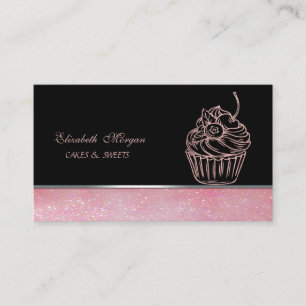 Cute Adorable  Elegant ,Glitter Cupcake Bakery Business Card