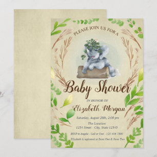 Cute Adorable Elephant Leaves Invitation