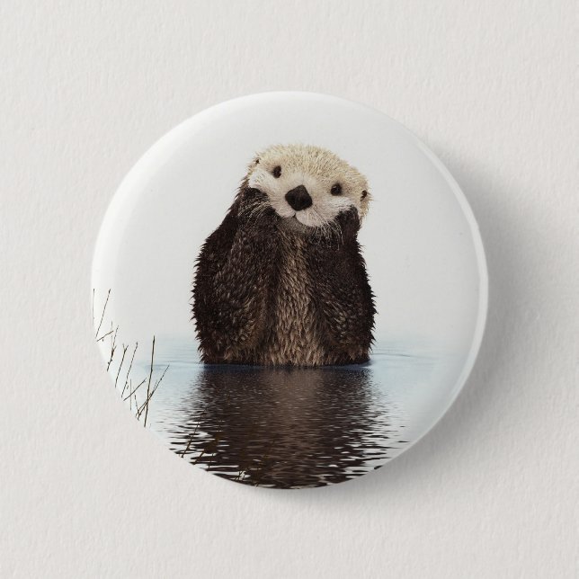 Cute Adorable Fluffy Otter Animal 6 Cm Round Badge (Front)