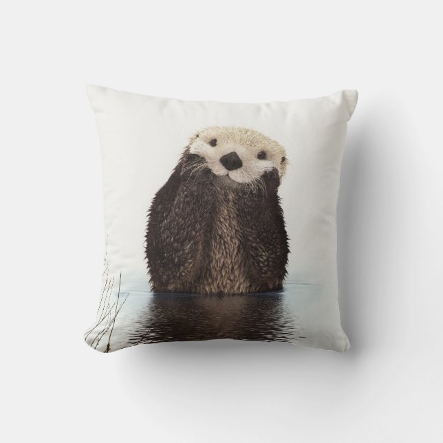 Cute Adorable Fluffy Otter Animal Cushion (Front)