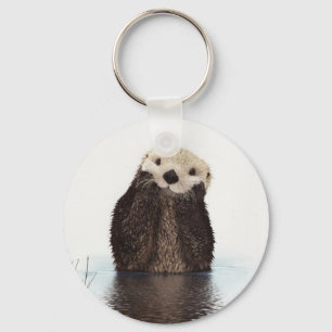 Cute Adorable Fluffy Otter Animal Key Ring
