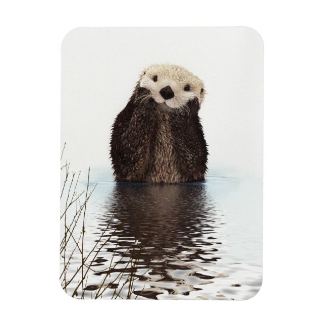 Cute Adorable Fluffy Otter Animal Magnet (Vertical)