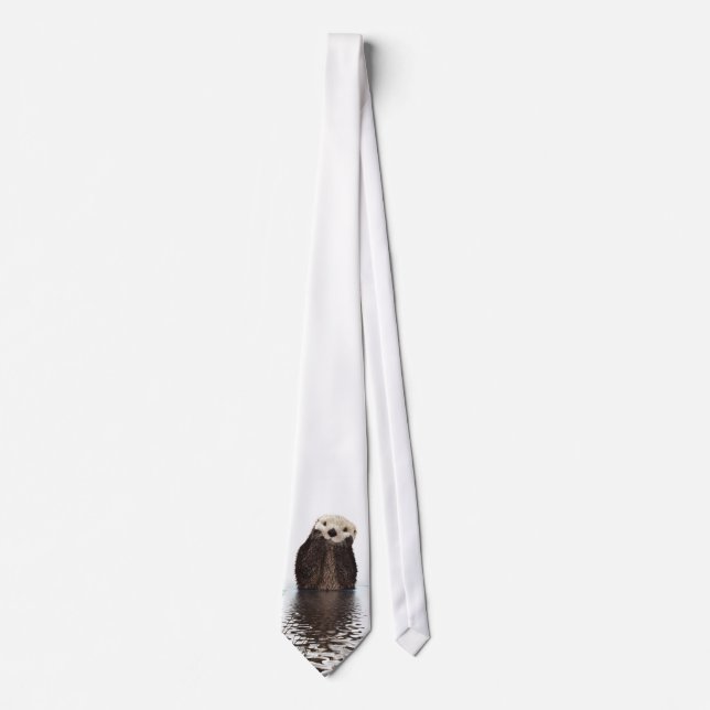 Cute Adorable Fluffy Otter Animal Tie (Front)