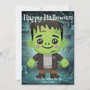 Cute Adorable Frankenstein Flat Holiday Card