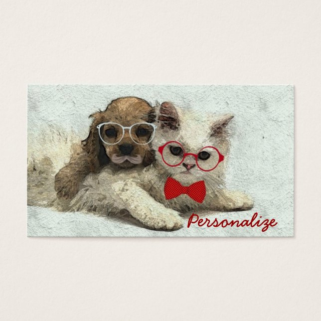 Cute Adorable funny trendy puppy and kitten (Front)