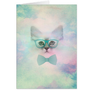 Cute adorable funny watercolours kitten glasses