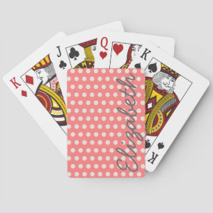 Cute adorable girly bubble gum pink  polka dots playing cards