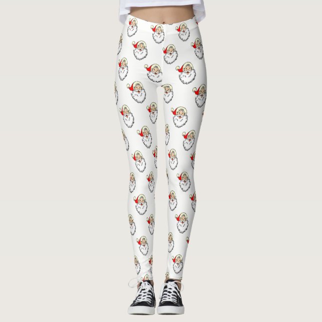 Cute Adorable Girly Santa Claus Leggings (Front)