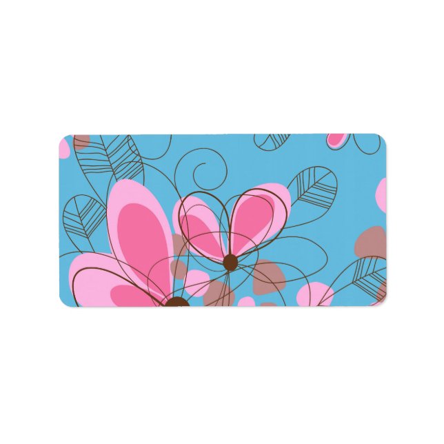 Cute adorable girly trendy hand painted flowers label (Front)
