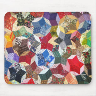 Cute adorable girly vintage patched quilt stars mouse mat