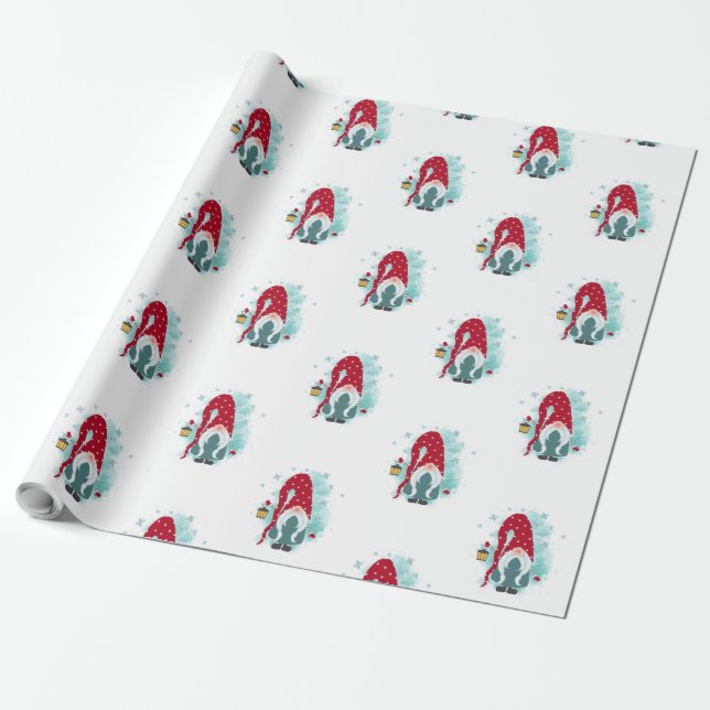Cute Adorable Gnomes  Wrapping Paper (Unrolled)