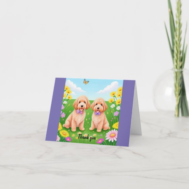 Cute Adorable Goldendoodle  Thank You Card (Front)