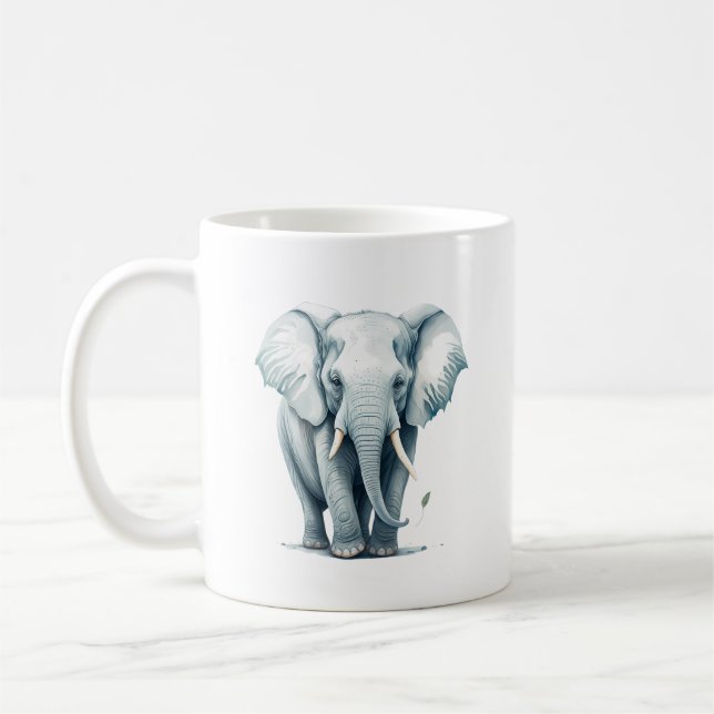 Cute Adorable Grey Elephant Kitchen Coffee Mug (Left)