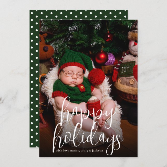 Cute  Adorable Happy Holidays Christmas Card (Front/Back)