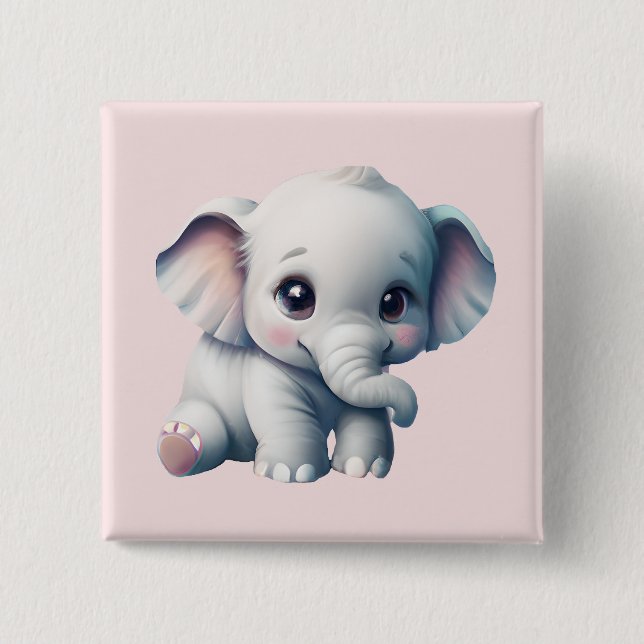 Cute Adorable Kawaii Baby Elephant  15 Cm Square Badge (Front)