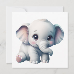 Cute Adorable Kawaii Baby Elephant Invitation