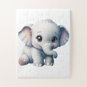 Cute Adorable Kawaii Baby Elephant Jigsaw Puzzle