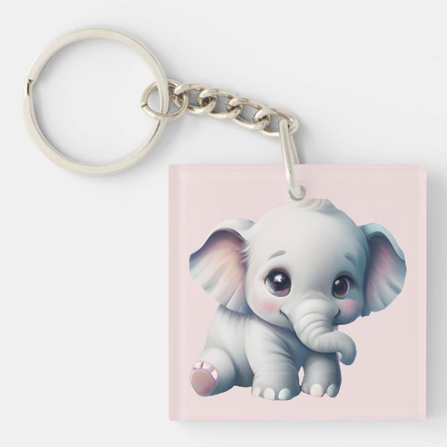 Cute Adorable Kawaii Baby Elephant  Key Ring (Front)