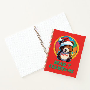 Cute Adorable Kawaii Chibi Bear-y Christmas Bear Notebook