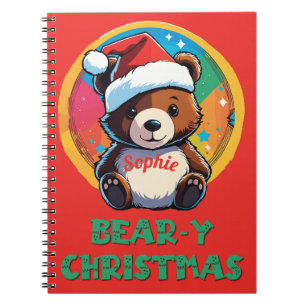 Cute Adorable Kawaii Chibi Bear-y Christmas Bear Notebook