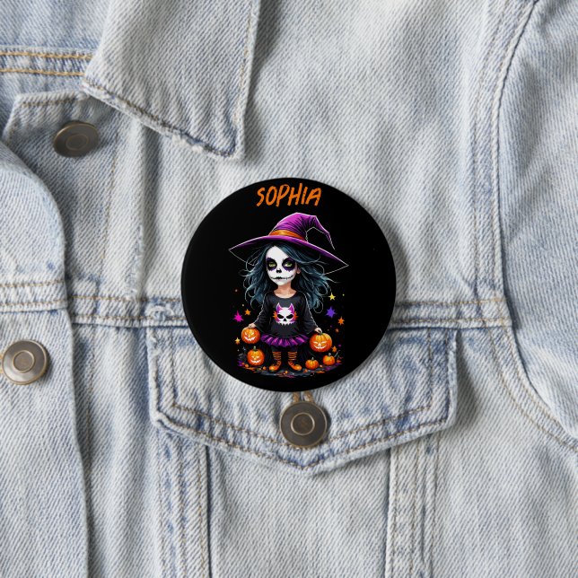 Cute Adorable Kawaii Halloween Witch 7.5 Cm Round Badge (In Situ)