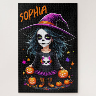 Cute Adorable Kawaii Halloween Witch Jigsaw Puzzle