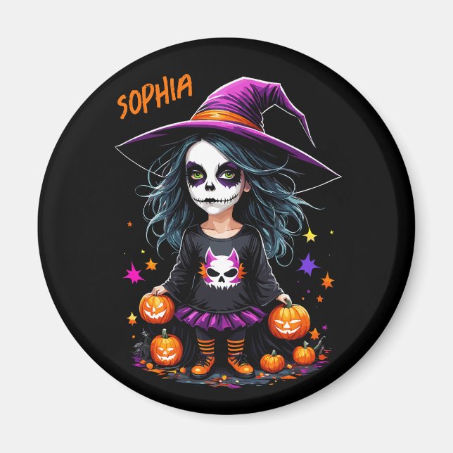 Cute Adorable Kawaii Halloween Witch Magnet (Front)