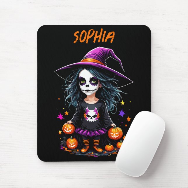 Cute Adorable Kawaii Halloween Witch Mouse Mat (With Mouse)