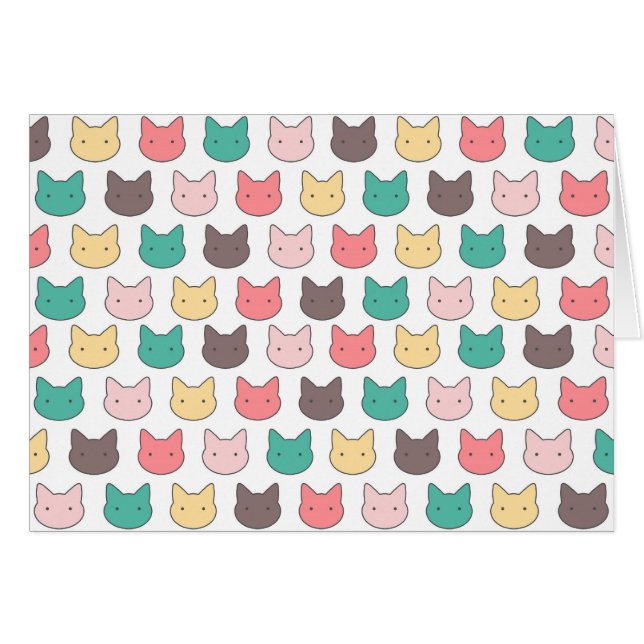 Cute adorable kittens heads illustration pattern (Front Horizontal)