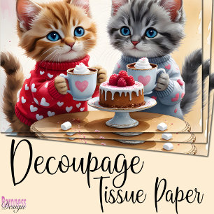 Cute adorable kittens hot cocoa cake hearts tissue paper