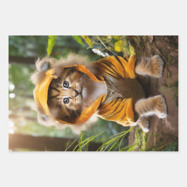 Cute adorable kittens in costumes POSTERS Wrapping Paper Sheet (Front)