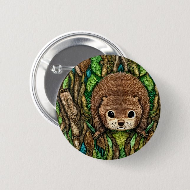 Cute Adorable Little Baby Beaver 6 Cm Round Badge (Front & Back)