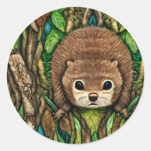 Cute Adorable Little Baby Beaver Classic Round Sticker