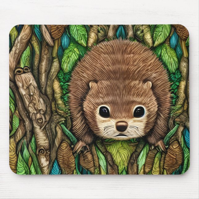 Cute Adorable Little Baby Beaver Mouse Mat (Front)