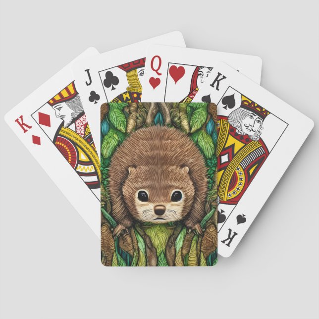 Cute Adorable Little Baby Beaver Playing Cards (Back)