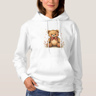 Cute adorable little brown bear with tie hoodie