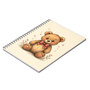 Cute adorable little brown bear with tie notebook