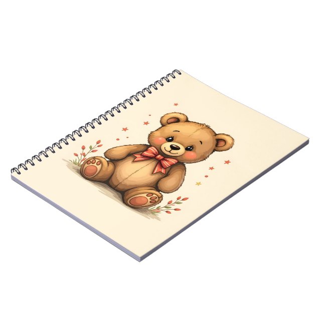 Cute adorable little brown bear with tie notebook (Left Side)
